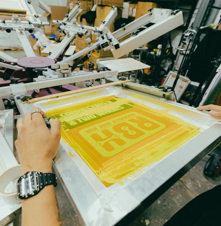Production background for custom screen printing process