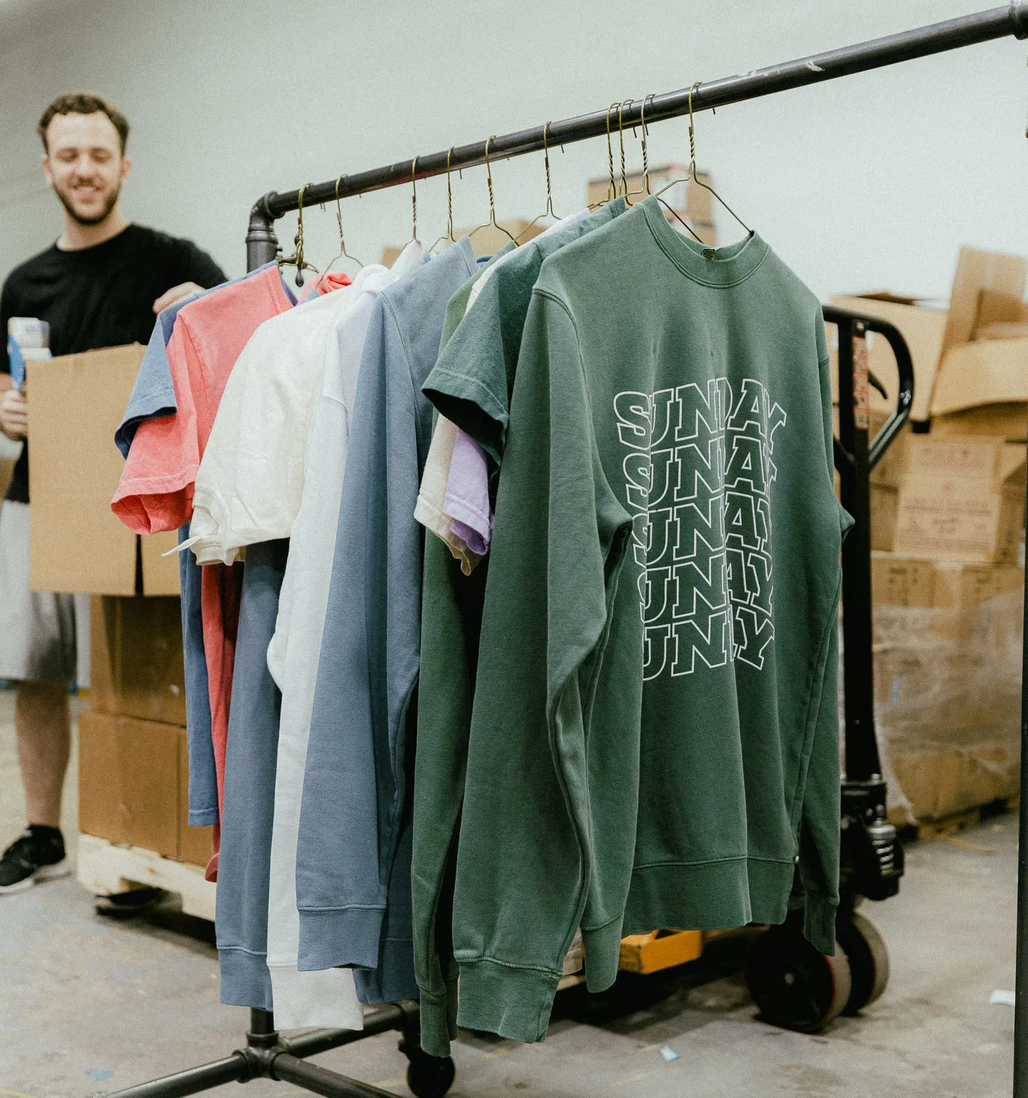 Custom screen printing for brand launch apparel order — 300 units 1