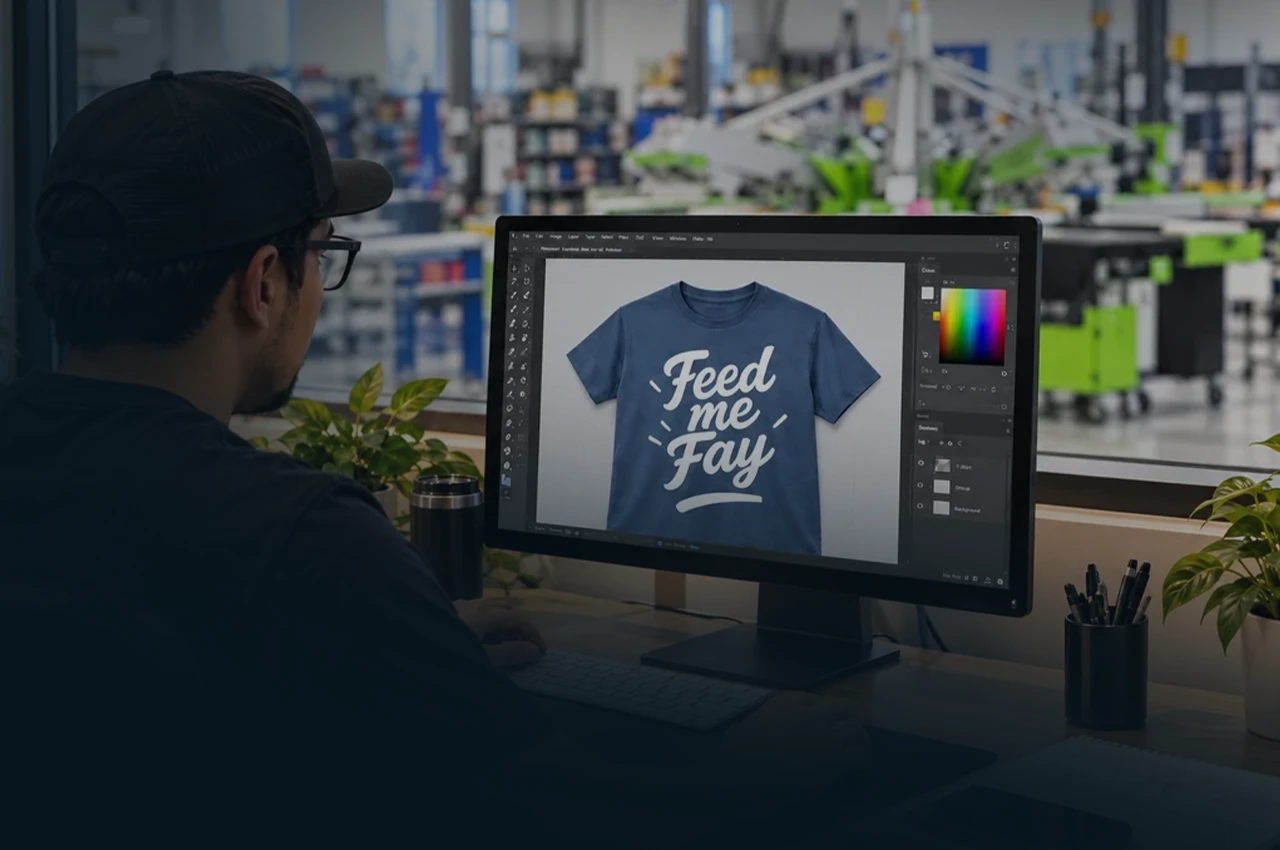Teevision designer turning a customer's sketch into print-ready t-shirt artwork